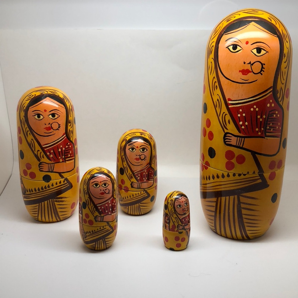 HANDMADE WOODEN DOLLS SET NEW!